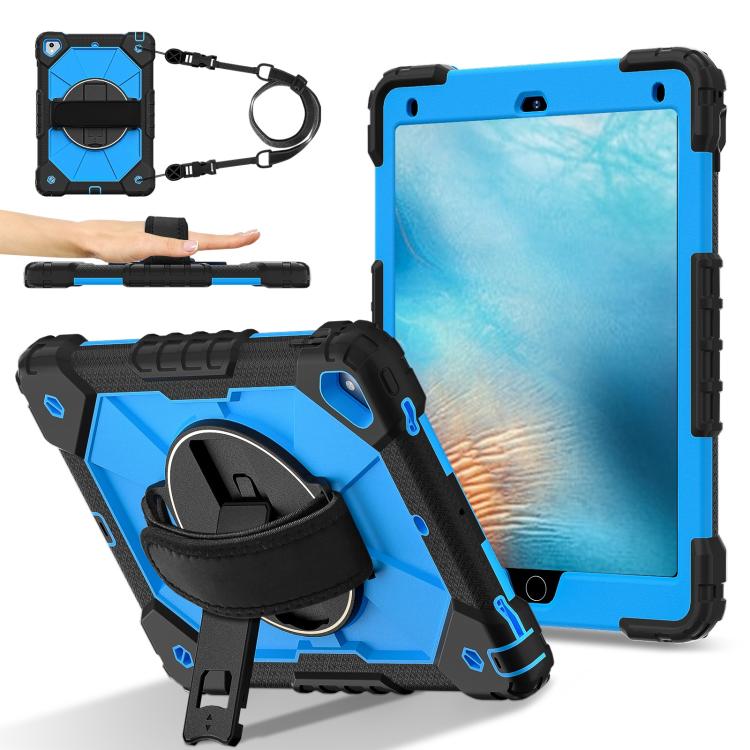 For iPad 10.2 2021 / 2020 / 2019 Contrast Color Robot Silicone Hybrid PC Tablet Case(Black Blue) by bashfashion