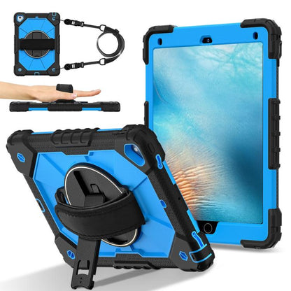 For iPad 10.2 2021 / 2020 / 2019 Contrast Color Robot Silicone Hybrid PC Tablet Case(Black Blue) by bashfashion