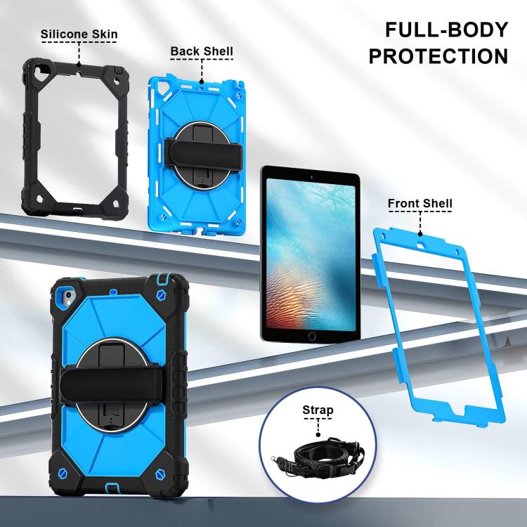 For iPad 10.2 2021 / 2020 / 2019 Contrast Color Robot Silicone Hybrid PC Tablet Case(Black Blue) by bashfashion