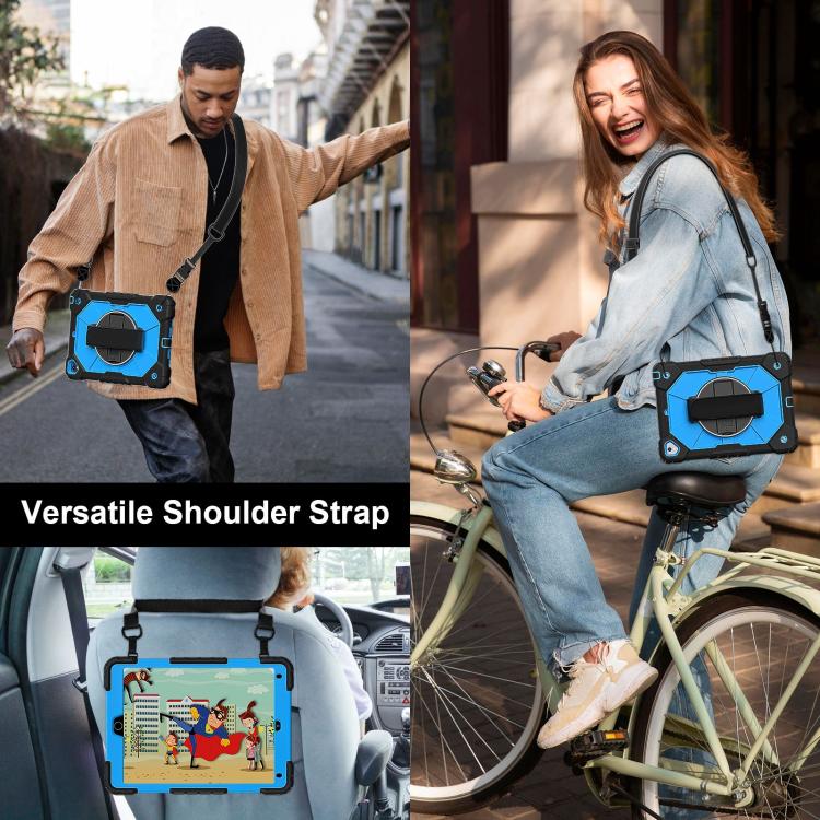 For iPad 10.2 2021 / 2020 / 2019 Contrast Color Robot Silicone Hybrid PC Tablet Case(Black Blue) by bashfashion