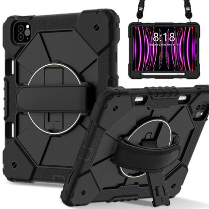 For iPad Air 5 / 4 / Pro 11 Contrast Color Robot Silicone Hybrid PC Tablet Case(Black) by bashfashion