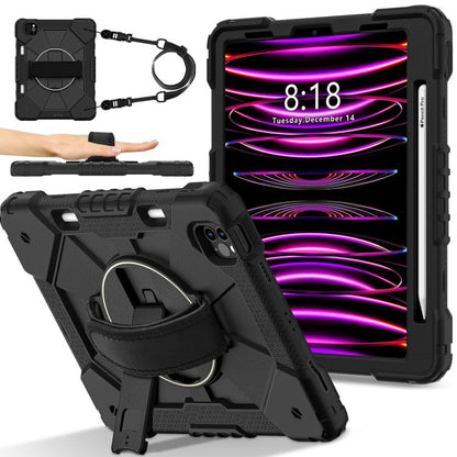 For iPad Air 5 / 4 / Pro 11 Contrast Color Robot Silicone Hybrid PC Tablet Case(Black) by bashfashion