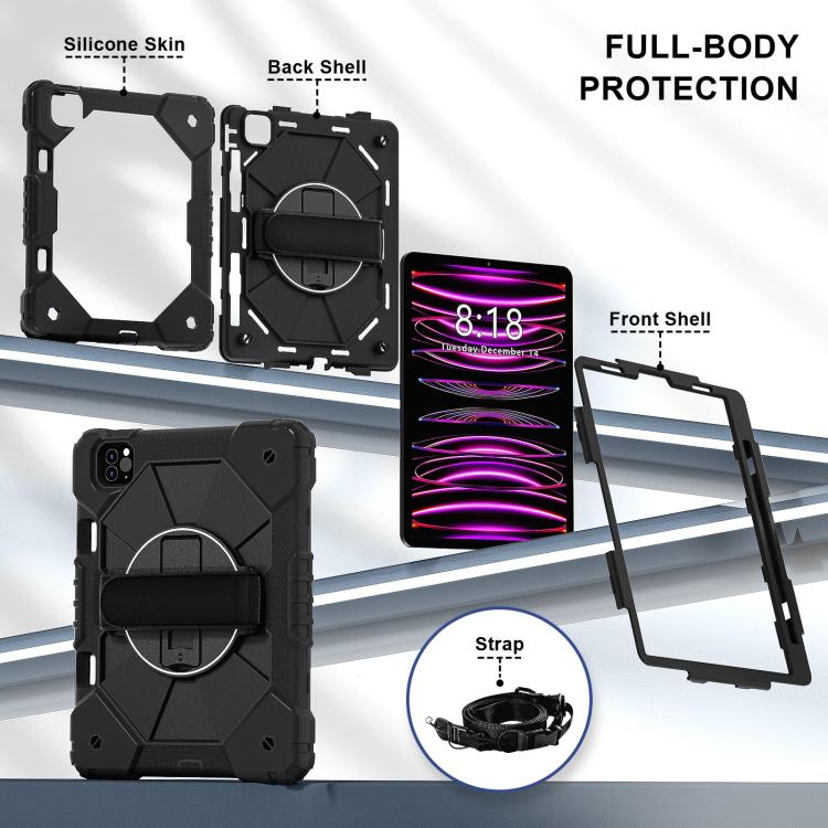 For iPad Air 5 / 4 / Pro 11 Contrast Color Robot Silicone Hybrid PC Tablet Case(Black) by bashfashion