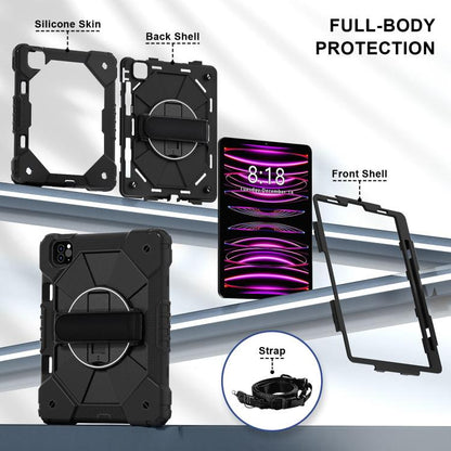 For iPad Air 5 / 4 / Pro 11 Contrast Color Robot Silicone Hybrid PC Tablet Case(Black) by bashfashion
