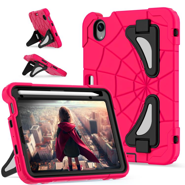 For iPad mini 2024 / mini 6 Silicone + PC Shockproof Protective Tablet Case(Rose Red Black)