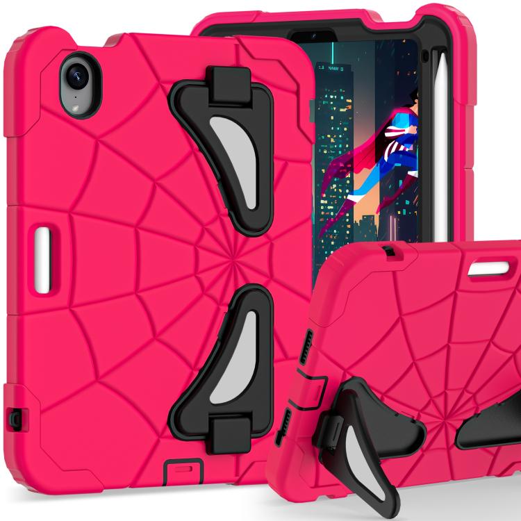 For iPad mini 2024 / mini 6 Silicone + PC Shockproof Protective Tablet Case(Rose Red Black)