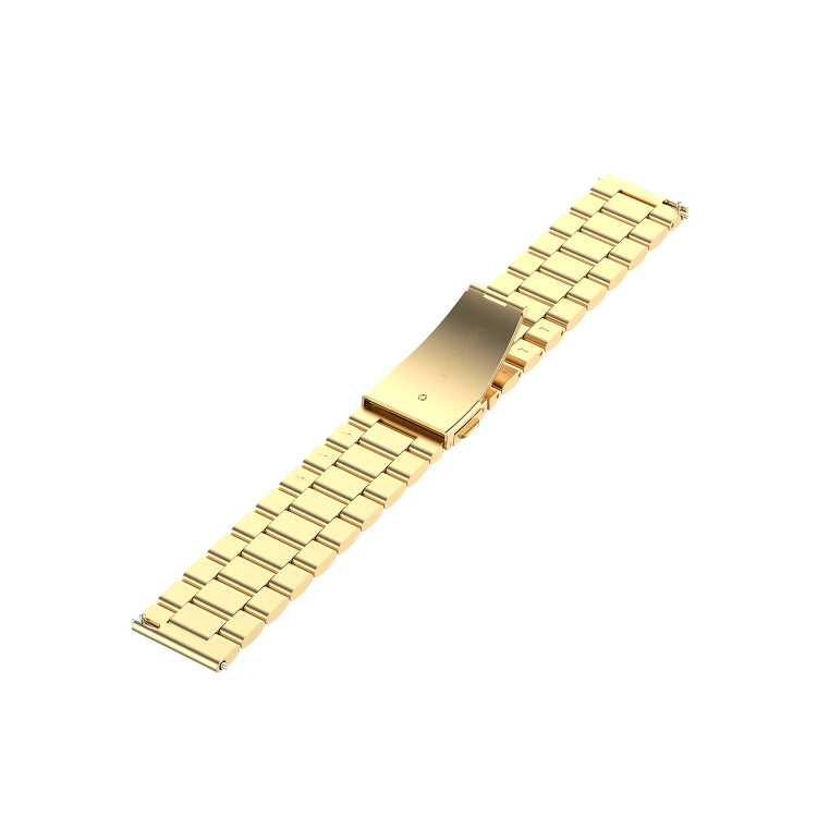 For Galaxy Watch 3 45mm 3-Beads Stainless Steel Watch Band with Screwdriver & Ears, Size: 22mm(Golden) by bashfashion