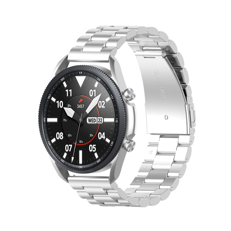 For Galaxy Watch 3 45mm 3-Beads Stainless Steel Watch Band with Screwdriver & Ears, Size: 22mm(Silver) by bashfashion