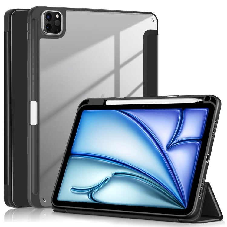 For iPad Air 11 2025 / 2024 Acrylic 3-Fold Smart Leather Tablet Case(Black) by bashfashion