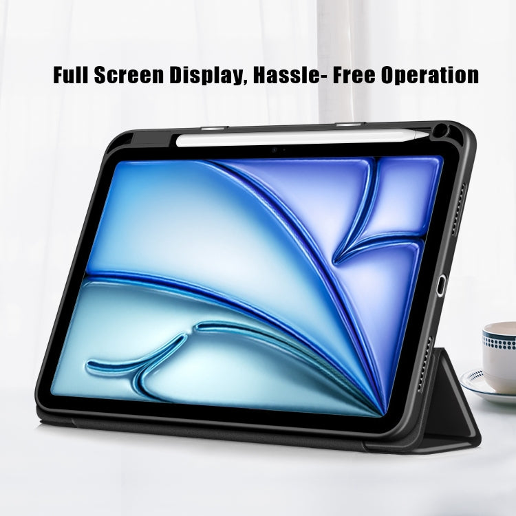 For iPad Air 11 2025 / 2024 Acrylic 3-Fold Smart Leather Tablet Case(Black) by bashfashion