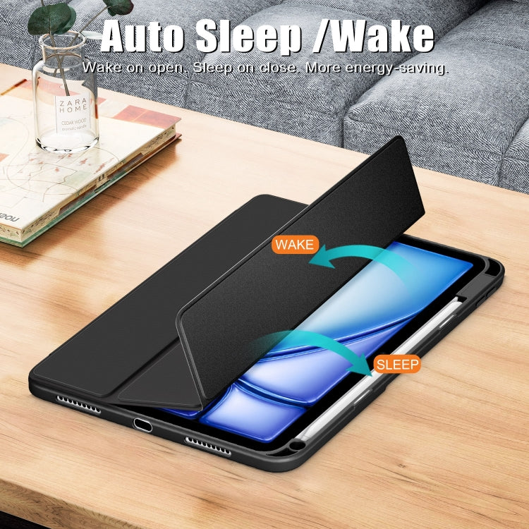 For iPad Air 11 2025 / 2024 Acrylic 3-Fold Smart Leather Tablet Case(Black) by bashfashion