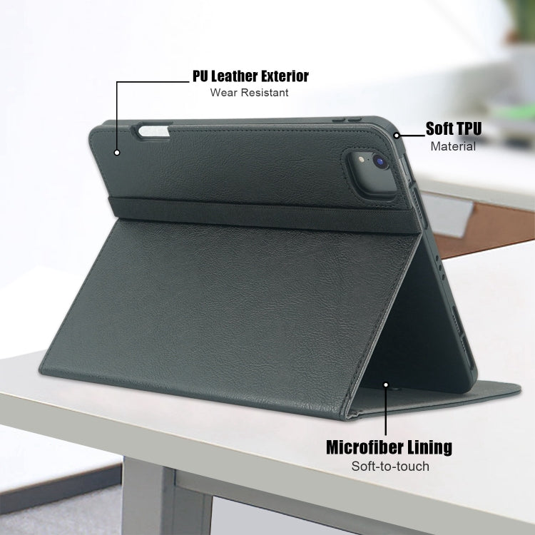 For iPad Air 11 2025 / 2024 Front Stand Smart TPU Leather Tablet Case(Black) by bashfashion