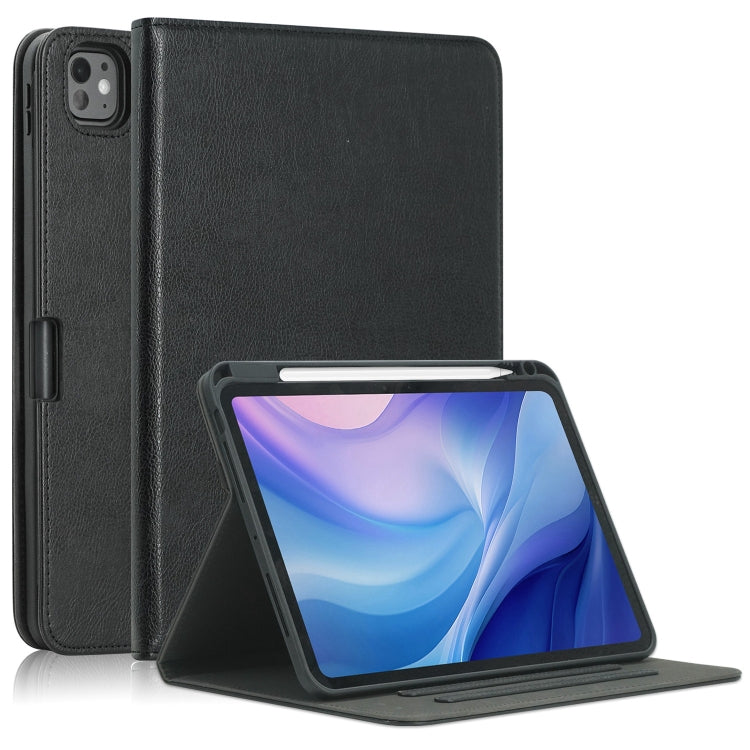 For iPad Pro 11 2025 / 2024 Front Stand Smart TPU Leather Tablet Case(Black) by bashfashion