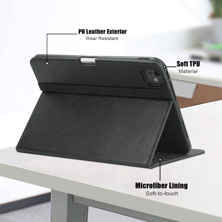 For iPad Pro 11 2025 / 2024 Front Stand Smart TPU Leather Tablet Case(Black) by bashfashion