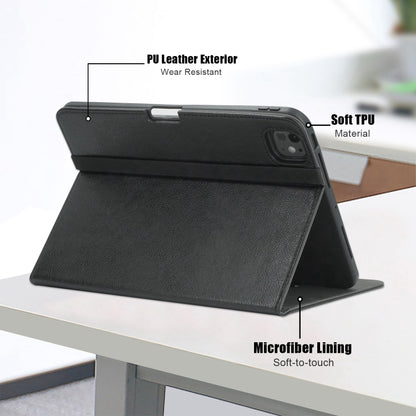 For iPad Pro 11 2025 / 2024 Front Stand Smart TPU Leather Tablet Case(Black) by bashfashion