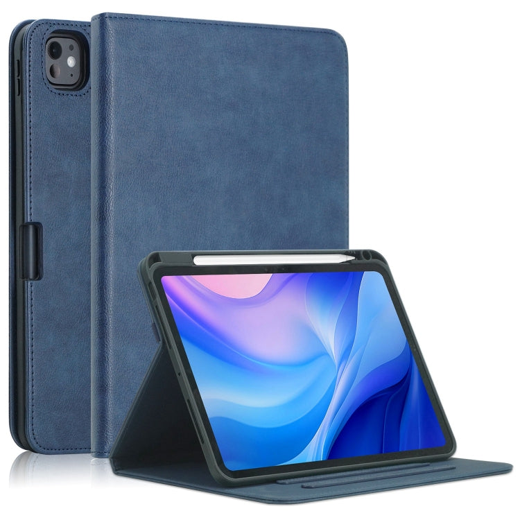 For iPad Pro 11 2025 / 2024 Front Stand Smart TPU Leather Tablet Case(Dark Blue) by bashfashion