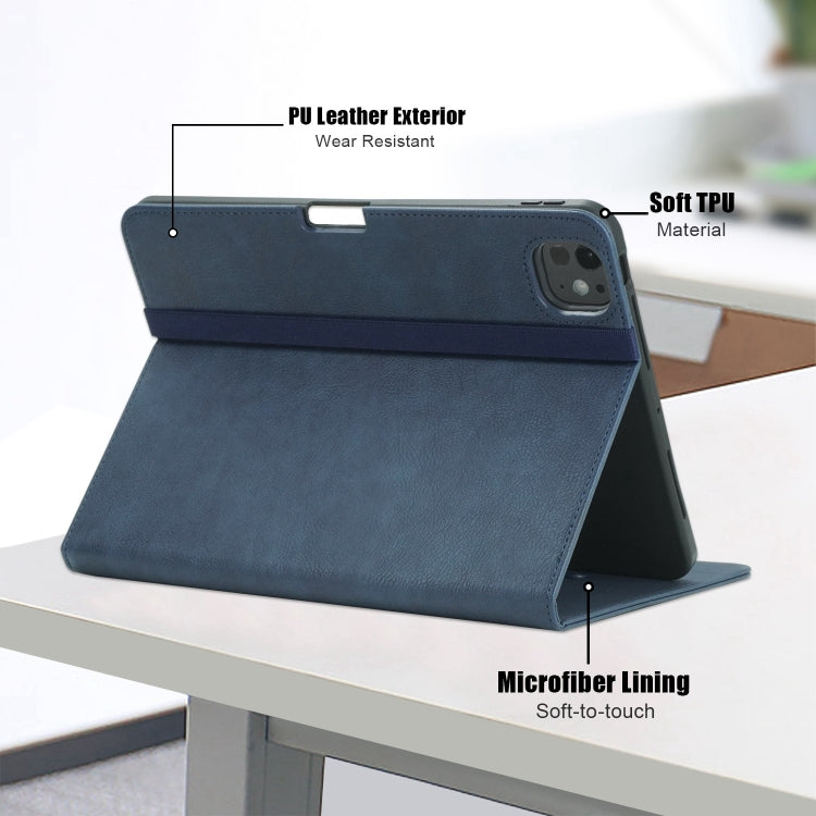 For iPad Pro 11 2025 / 2024 Front Stand Smart TPU Leather Tablet Case(Dark Blue) by bashfashion