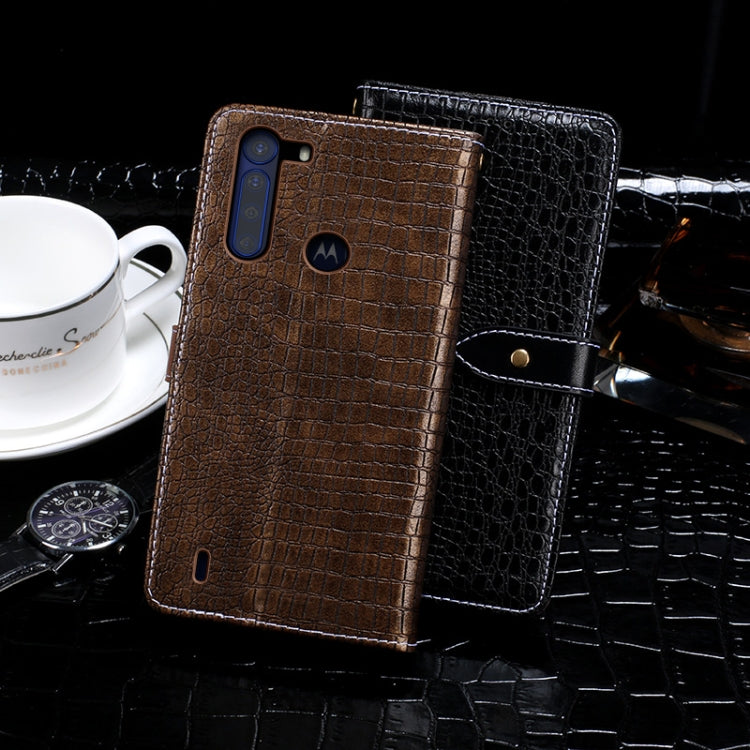 For Motorola One Fusion idewei Crocodile Texture Horizontal Flip Leather Case with Holder & Card Slots & Wallet(Dark Blue) by idewei