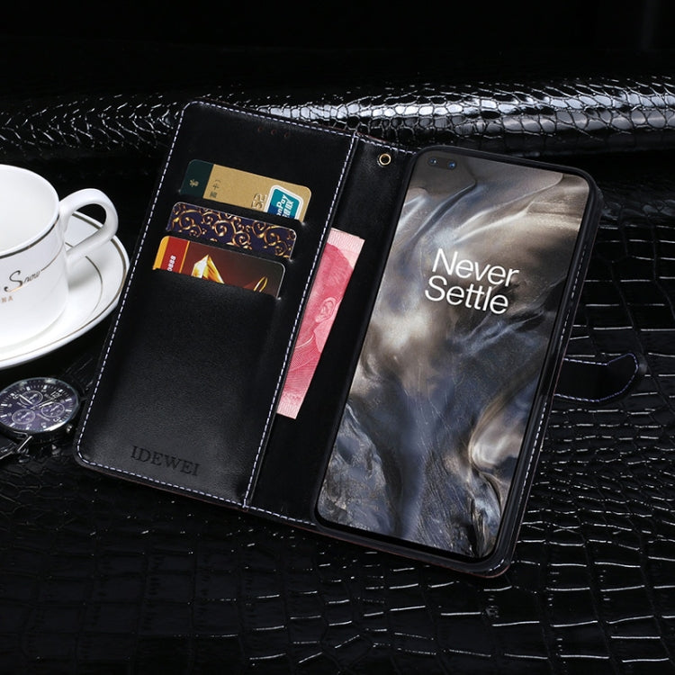 For OnePlus Nord idewei Crocodile Texture Horizontal Flip Leather Case with Holder & Card Slots & Wallet(Black) by idewei