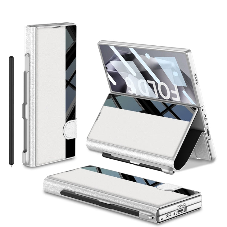 For Samsung Galaxy Z Fold6 GKK Integrated Full Coverage Flip Phone Case with Pen Slot, Not Included Pen(Silver) by GKK