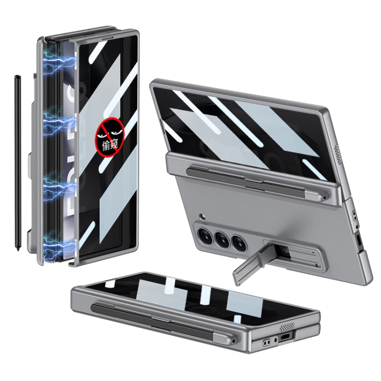 For Samsung Galaxy Z Fold6 GKK Integrated Anti Peep Full Coverage Magnetic Fold Phone Case with Pen Slot, Not Included Pen(Grey) by GKK