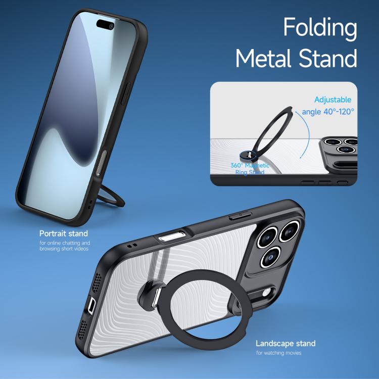 For iPhone 17 Pro Max DUX DUCIS Aimo Mag Series MagSafe Ring Holder Frosted Phone Case(Black) by DUX DUCIS