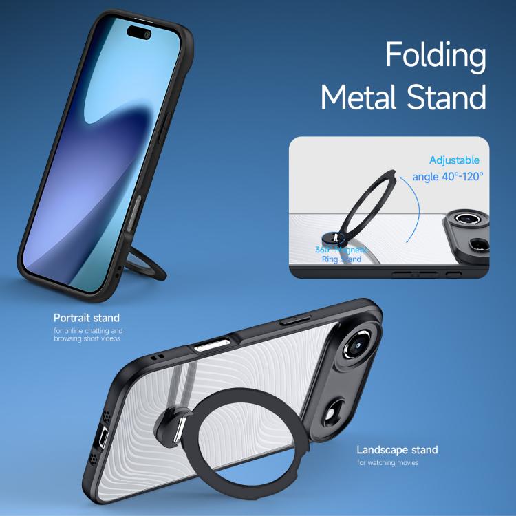 For iPhone Air DUX DUCIS Aimo Mag Series MagSafe Ring Holder Frosted Phone Case(Black) by DUX DUCIS