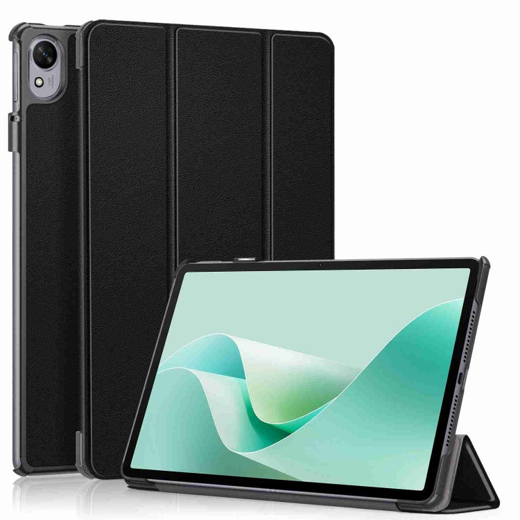 For Huawei MatePad 11.5S Custer Texture 3-Fold Holder Smart Leather Tablet Case(Black) by bashfashion