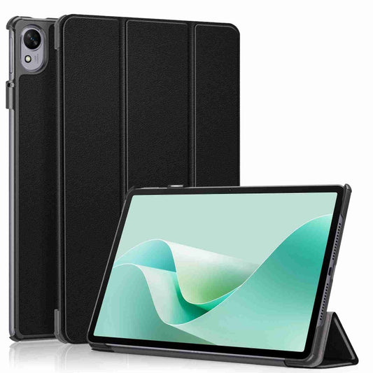 For Huawei MatePad 11.5S Custer Texture 3-Fold Holder Smart Leather Tablet Case(Black) by bashfashion