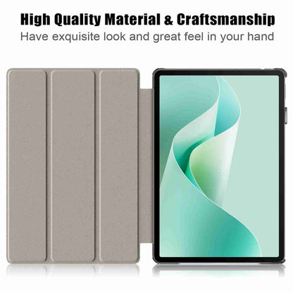 For Huawei MatePad 11.5S Custer Texture 3-Fold Holder Smart Leather Tablet Case(Black) by bashfashion