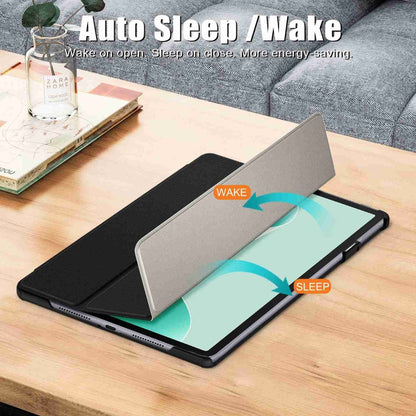 For Huawei MatePad 11.5S Custer Texture 3-Fold Holder Smart Leather Tablet Case(Black) by bashfashion