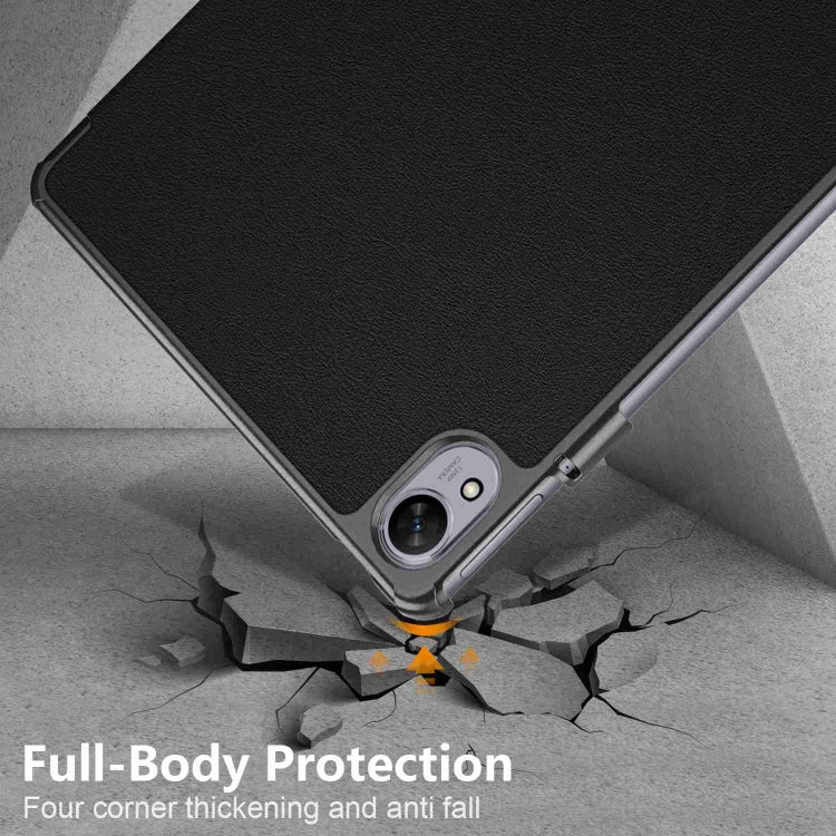 For Huawei MatePad 11.5S Custer Texture 3-Fold Holder Smart Leather Tablet Case(Black) by bashfashion