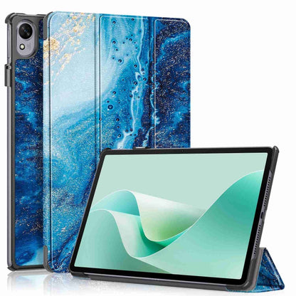 For Huawei MatePad 11.5S Custer Texture Coloured Drawing 3-Fold Holder Smart Leather Tablet Case(Waves) by bashfashion