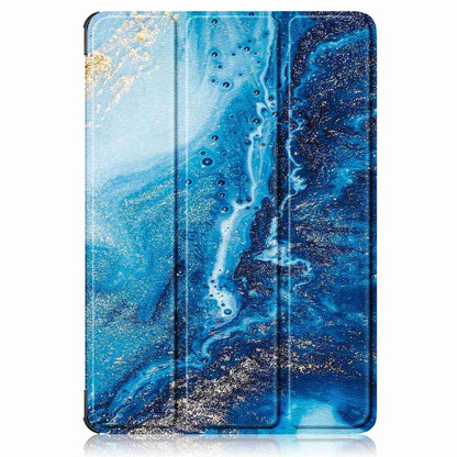 For Huawei MatePad 11.5S Custer Texture Coloured Drawing 3-Fold Holder Smart Leather Tablet Case(Waves) by bashfashion