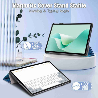 For Huawei MatePad 11.5S Custer Texture Coloured Drawing 3-Fold Holder Smart Leather Tablet Case(Waves) by bashfashion