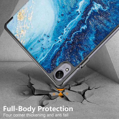 For Huawei MatePad 11.5S Custer Texture Coloured Drawing 3-Fold Holder Smart Leather Tablet Case(Waves) by bashfashion