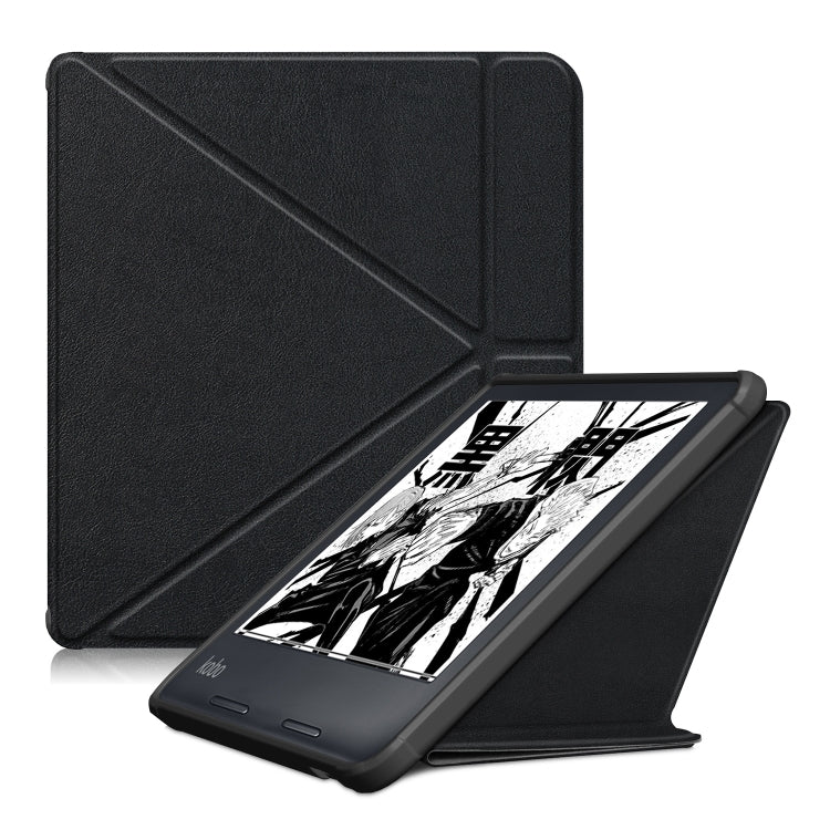 For Kobo Libra Colour 2024 Solid Color Deformation TPU Leather Smart Tablet Case(Black) by bashfashion