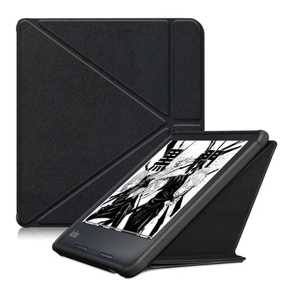 For Kobo Libra Colour 2024 Solid Color Deformation TPU Leather Smart Tablet Case(Black) by bashfashion
