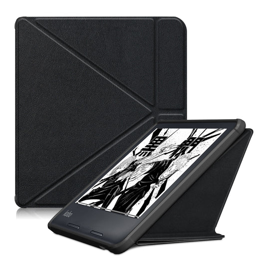 For Kobo Libra Colour 2024 Solid Color Deformation TPU Leather Smart Tablet Case(Black) by bashfashion