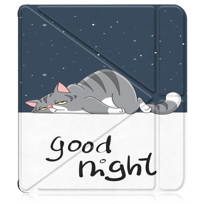 For Kobo Libra Colour 2024 Solid Color Deformation TPU Leather Smart Tablet Case(Lazy Cat) by bashfashion