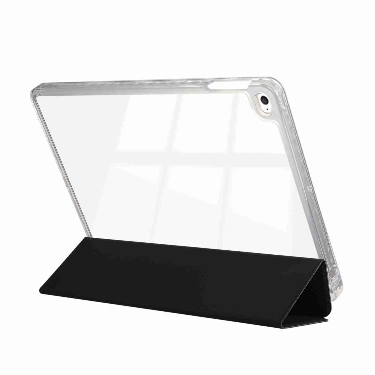 For iPad Air / Air 2 / 9.7 2017 / 2018 Carbon Fiber Clear Acrylic 3-Fold Leather Tablet Case(Black) by bashfashion