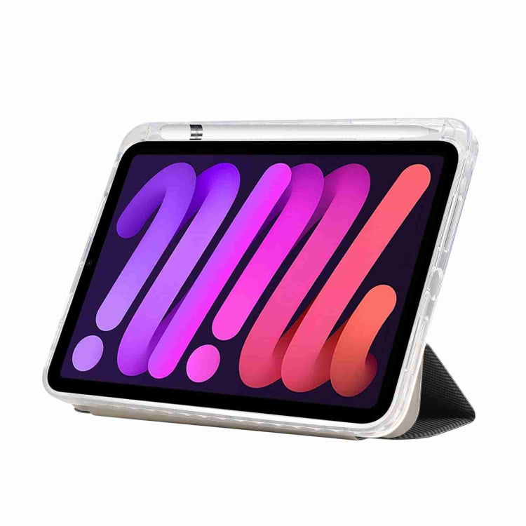 For iPad 2025 / 2022 Carbon Fiber Clear Acrylic 3-Fold Leather Tablet Case(Grey) by bashfashion