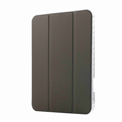 For iPad mini 2024 / mini 6 Carbon Fiber Clear Acrylic 3-Fold Leather Tablet Case(Grey) by bashfashion