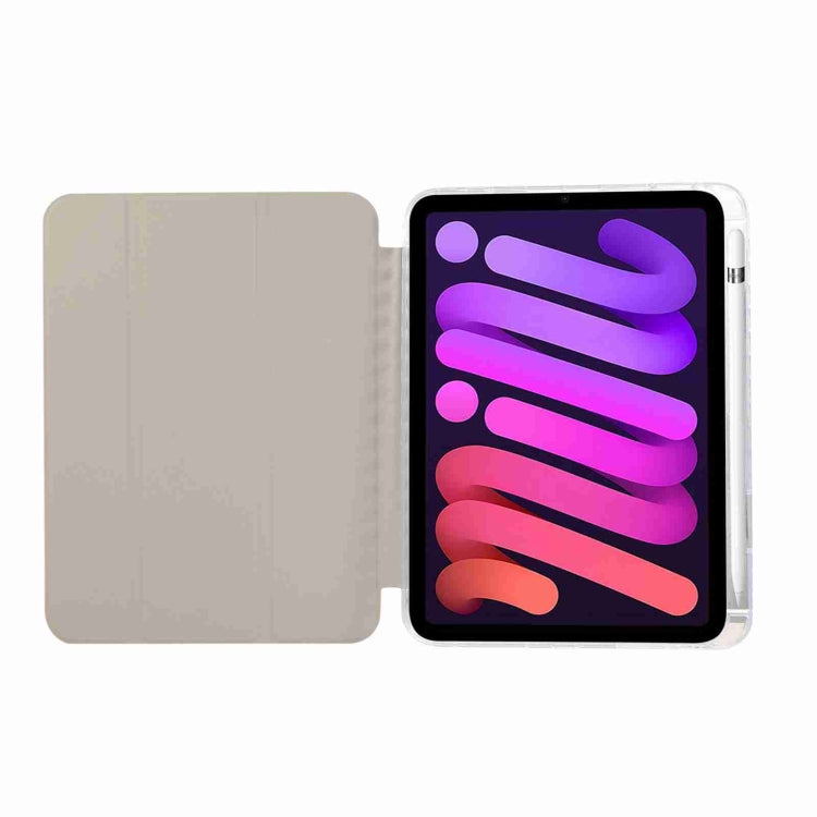 For iPad mini 2024 / mini 6 Carbon Fiber Clear Acrylic 3-Fold Leather Tablet Case(Grey) by bashfashion