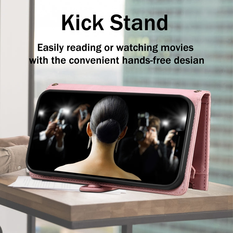 For Samsung Galaxy S25 5G ESEBLE Retro Frosted RFID Flip Leather Phone Case(Rose Gold) by ESEBLE