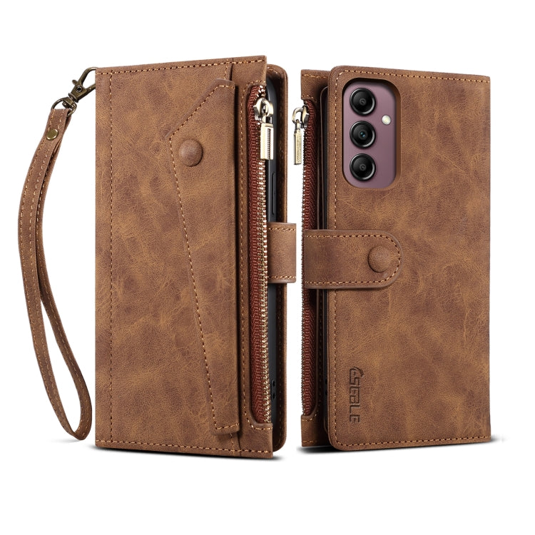 For Samsung Galaxy S25+ 5G ESEBLE Retro Frosted RFID Flip Leather Phone Case(Brown) by ESEBLE