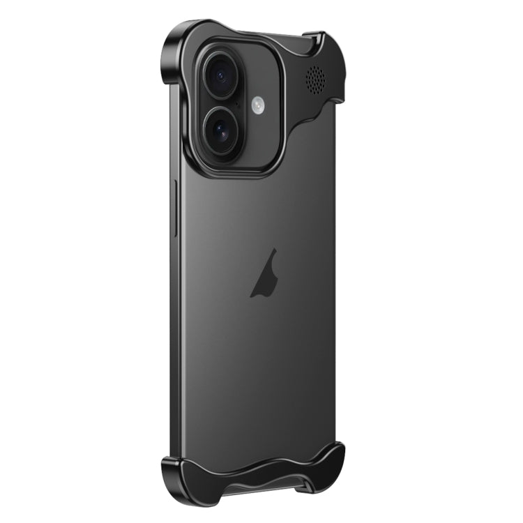 For iPhone 16 Aromatherapy Alloy Frameless Phone Case(Black) by bashfashion