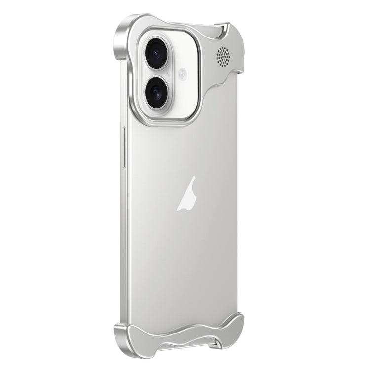 For iPhone 16 Plus Aromatherapy Alloy Frameless Phone Case(Silver) by bashfashion