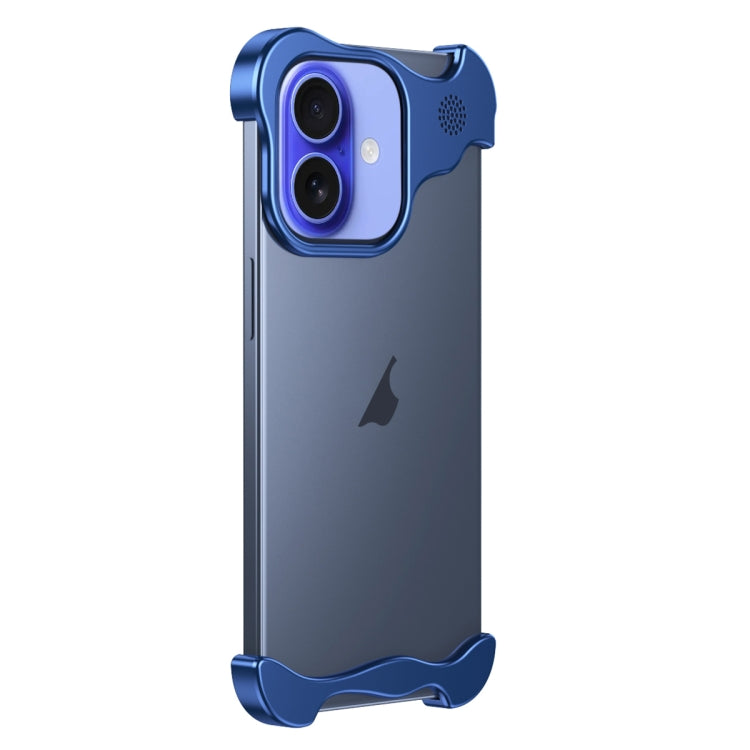 For iPhone 16 Plus Aromatherapy Alloy Frameless Phone Case(Blue) by bashfashion
