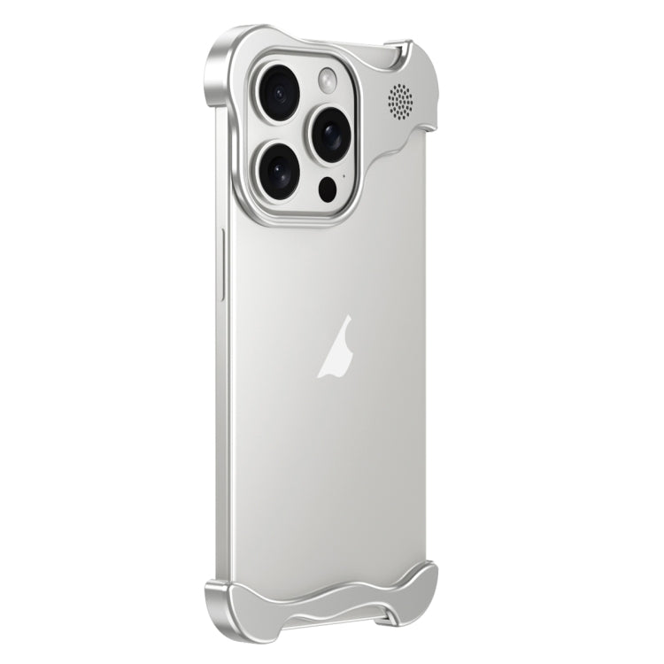 For iPhone 16 Pro Aromatherapy Alloy Frameless Phone Case(Silver) by bashfashion